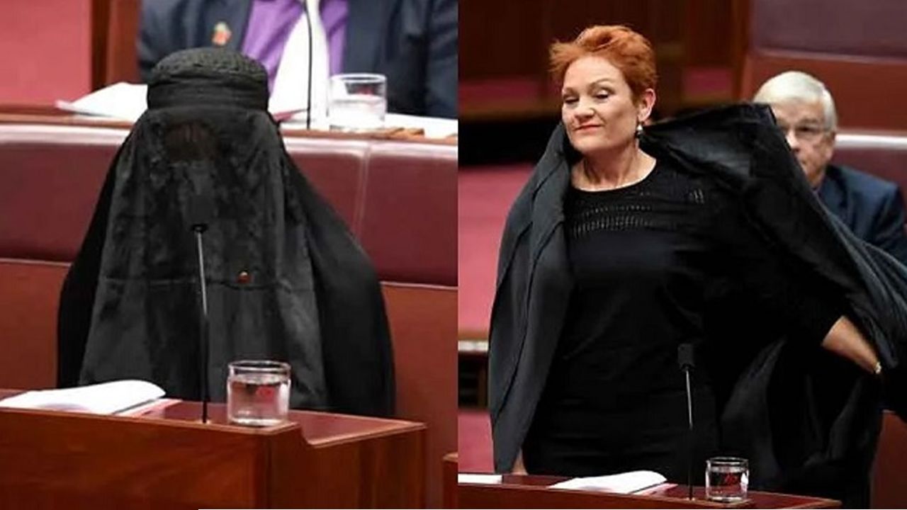 অস্ট্রেলিয়ায় বোরকা পরে প্রতিবাদ—সিনেটর পলিন হ্যানসন এক সপ্তাহের জন্য বরখাস্ত